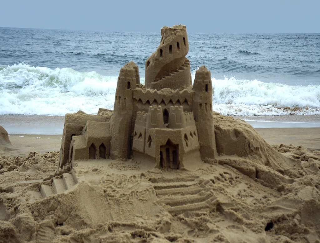 Sand castle on the beach