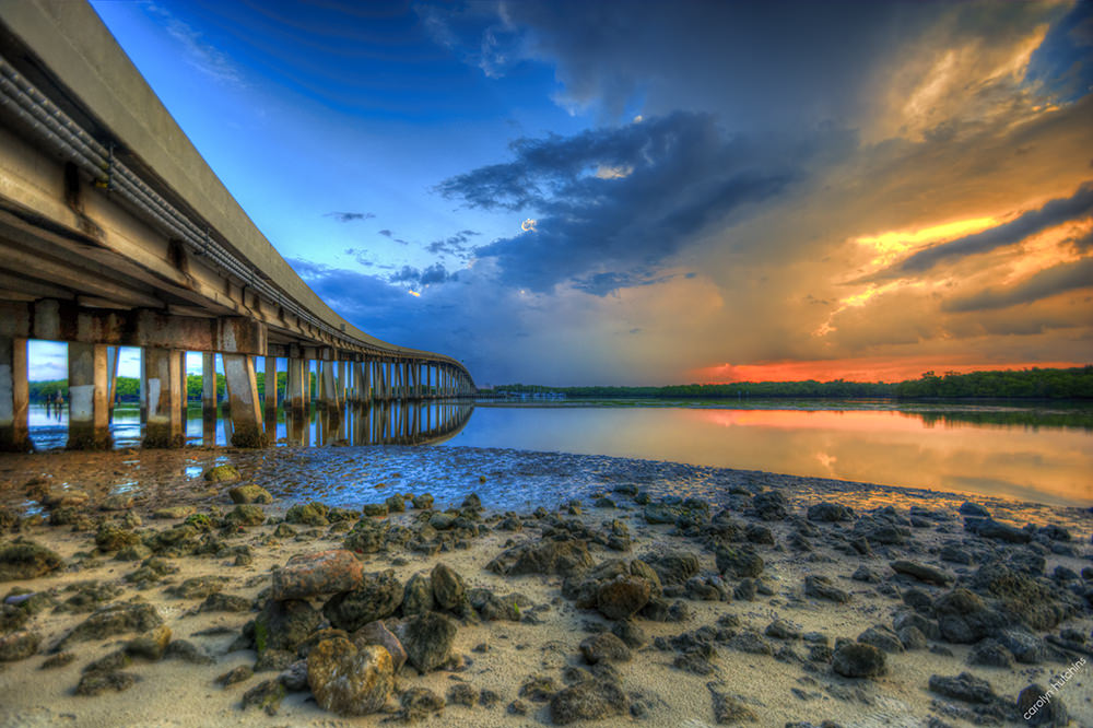 Goodland bridge at sunset